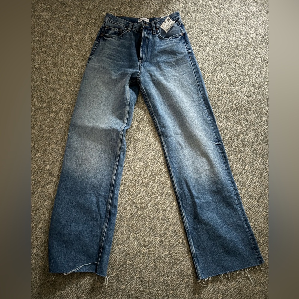 ZAra Blue Straight-Leg Jeans Premium Denim